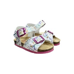 Bionatura CHIARA-I-A-CUPBI sandali bambina in pelle bianco multicolor