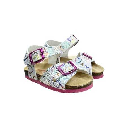 Bionatura CHIARA-I-A-CUPBI sandali bambina in pelle bianco multicolor