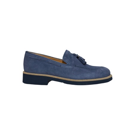 Exton 2174 mocassini uomo in camoscio jeans