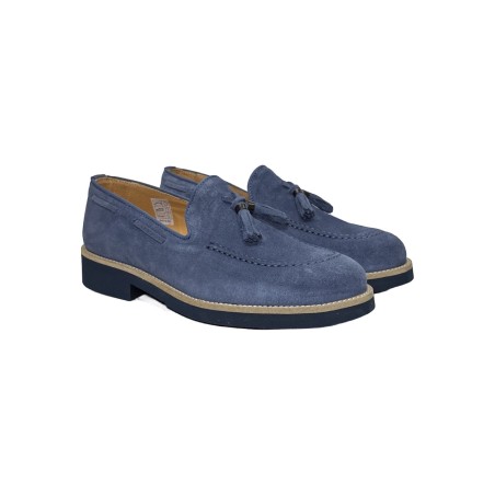 Exton 2174 mocassini uomo in camoscio jeans