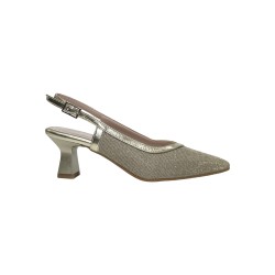 Sofia 360 sandali donna satinati in pelle laminata platino