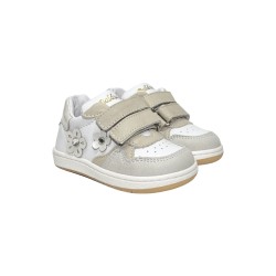 Balducci CITA6852B sneakers bambina primi passi in pelle beige e bianco 2