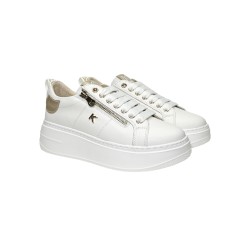 Keys K-10520 sneakers donna in pelle bianco beige 2