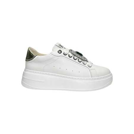 Keys K-10521 sneakers donna in pelle bianco verde