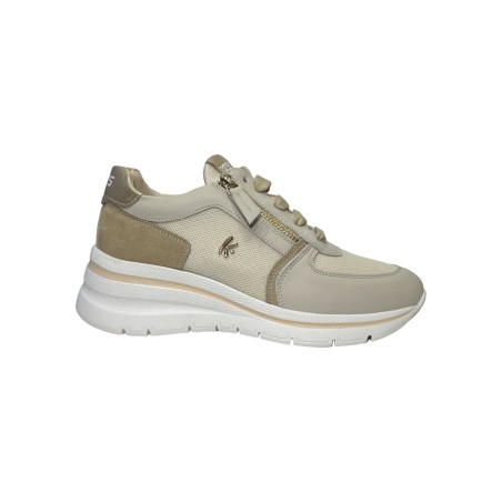 Keys K-10600 sneakers donna in pelle e camoscio beige platino