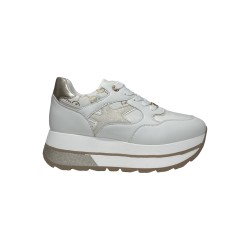 Queen Helena Shoes X32-32 sneakers donna in similpelle bianco oro