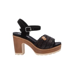 Refresh 172704 sandali donna in tessuto rafia nero