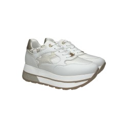 Queen Helena Shoes X32-32 sneakers donna in similpelle bianco oro 2