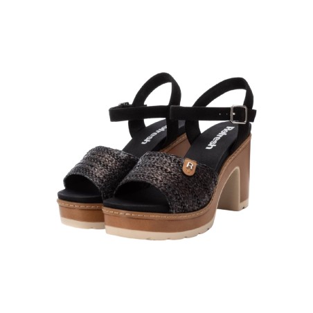 Refresh 172704 sandali donna in tessuto rafia nero