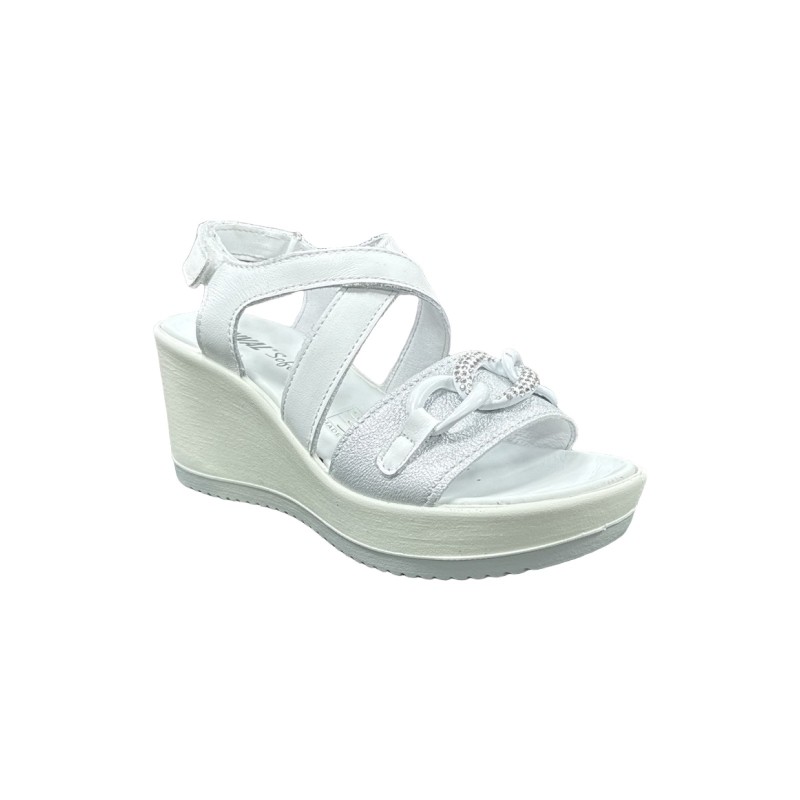 Enval Soft 7784422 sandali donna in pelle bianco silver