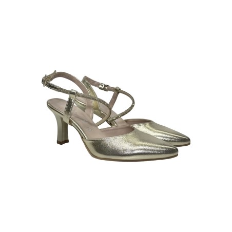Sofia 8021 sandali donna in pelle laminata platino