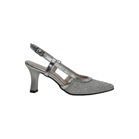 Sofia 8047 sandali donna satinati in pelle laminata argento