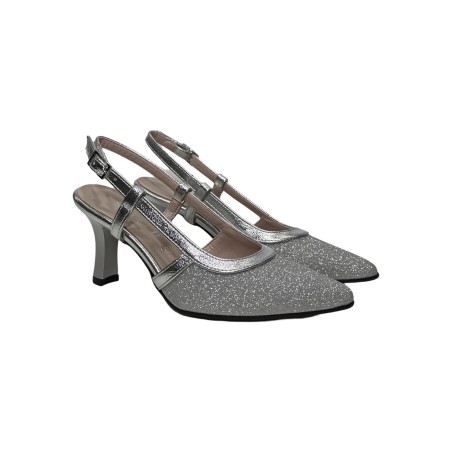 Sofia 8047 sandali donna satinati in pelle laminata argento
