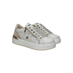 Keys K-10541 sneakers donna in pelle bianco cipria 2