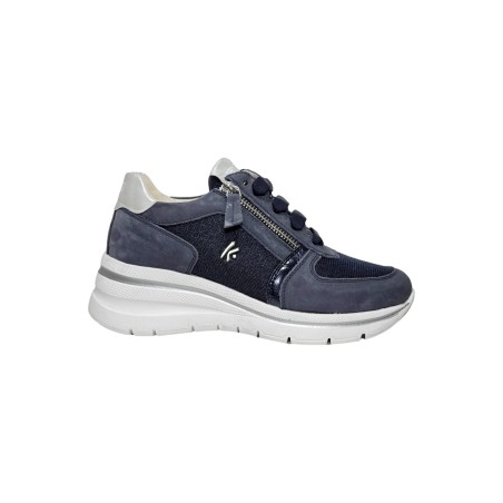 Keys K-10600 sneakers donna in pelle nabuk blu silver