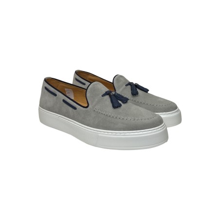EXTON 511 mocassini uomo in camoscio grigio