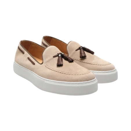 EXTON 511 mocassini uomo in camoscio beige