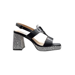 Queen Helena ZM9953 sandali donna in similpelle nero