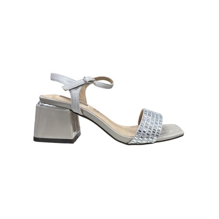 Queen Helena S2912 sandali donna in raso argento brillantinato