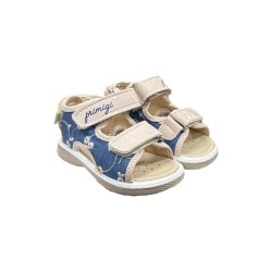 Primigi 7862555 sandali bambina in vernice beige e tessuto jeans