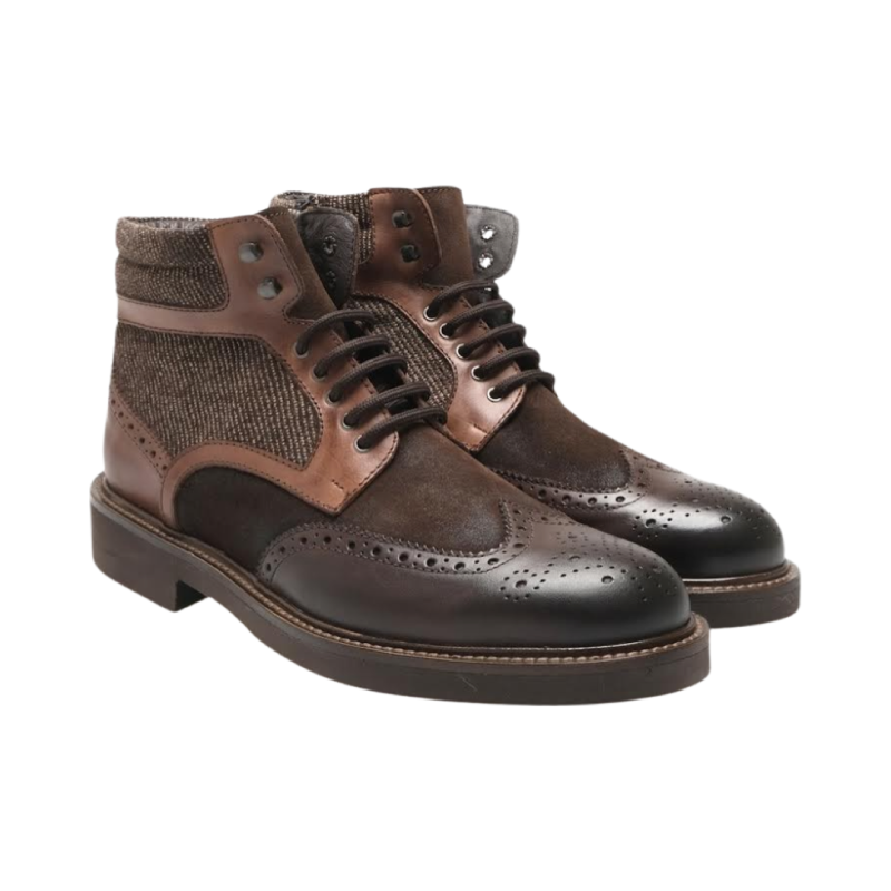 Exton 448 stivaletti uomo in camoscio/pelle testa di moro