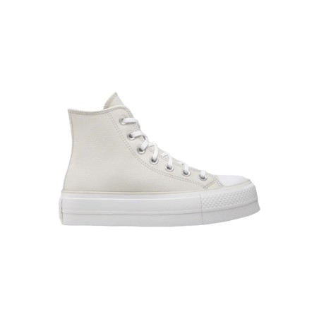 Converse All Star CTAS Lift Hi A00902C sneakers donna in pelle grigio panna