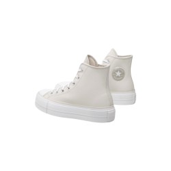 Converse All Star CTAS Lift Hi A00902C sneakers donna in pelle grigio panna 2