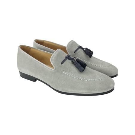 EXTON 164 mocassini uomo in camoscio grigio
