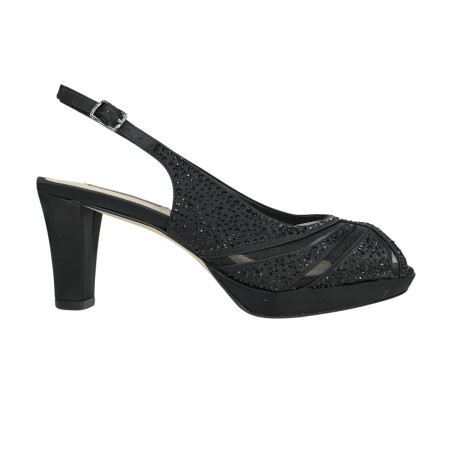 Queen Helena S2824 sandali donna in raso nero
