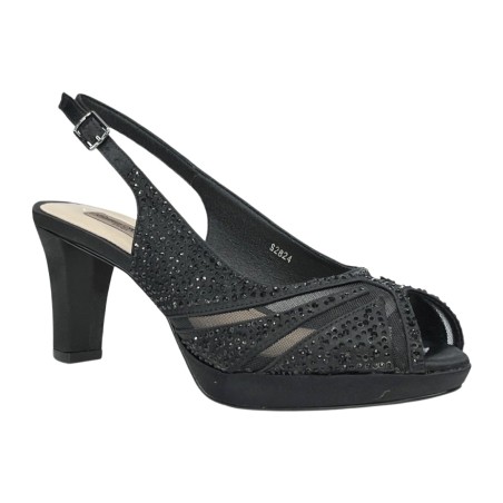 Queen Helena S2824 sandali donna in raso nero