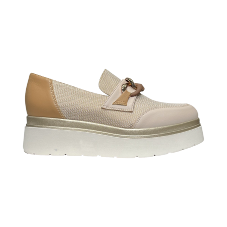 COMART 2C5153 mocassini donna in pelle e tela beige