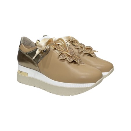 COMART 9B5181 sneakers donna in pelle color camel