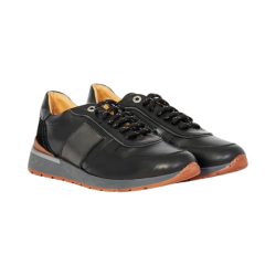 EXTON 488 sneakers uomo in pelle color nero e grigio