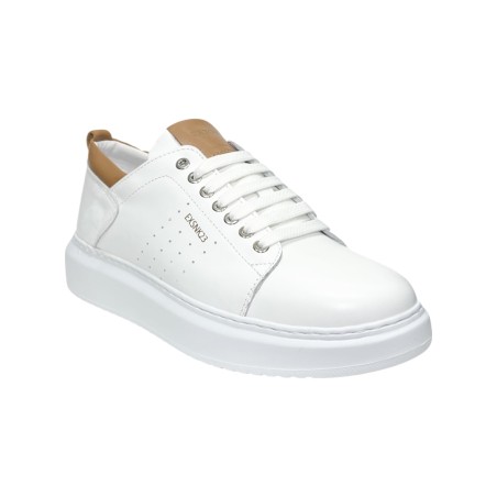 Exton 952 sneakers uomo in pelle bianco e cuoio