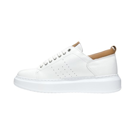 Exton 952 sneakers uomo in pelle bianco e cuoio