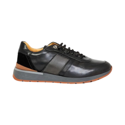 EXTON 488 sneakers uomo in pelle color nero e grigio 2