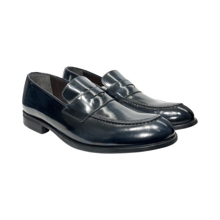 EXTON 1396 mocassini uomo in pelle abrasivata blu