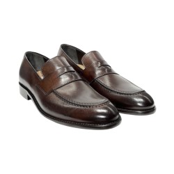 EXTON 1366 mocassini uomo in pelle color castagno