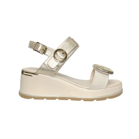 Keys K-9670 sandali donna in pelle color crema/platino