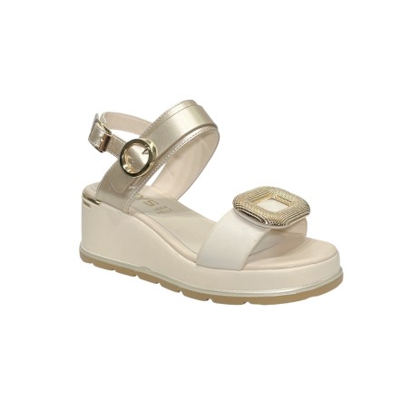 Keys K-9670 sandali donna in pelle color crema/platino
