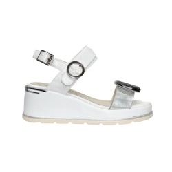 Keys K-9670 sandali donna in pelle color argento/bianco