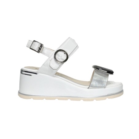 Keys K-9670 sandali donna in pelle color argento/bianco