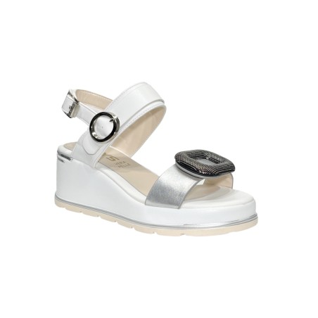 Keys K-9670 sandali donna in pelle color argento/bianco