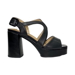 KEYS K-9581 sandali donna con tacco in pelle nero