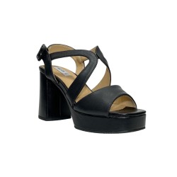 KEYS K-9581 sandali donna con tacco in pelle nero 2
