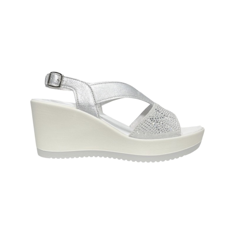 Enval Soft 5786011 sandali donna in pelle laminato argento