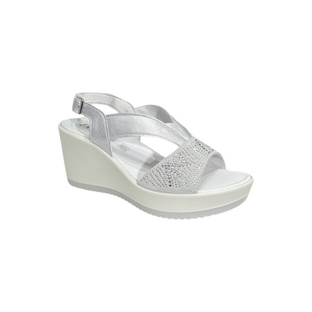 ENVAL SOFT 5786011 sandali donna con rialzo in pelle argento