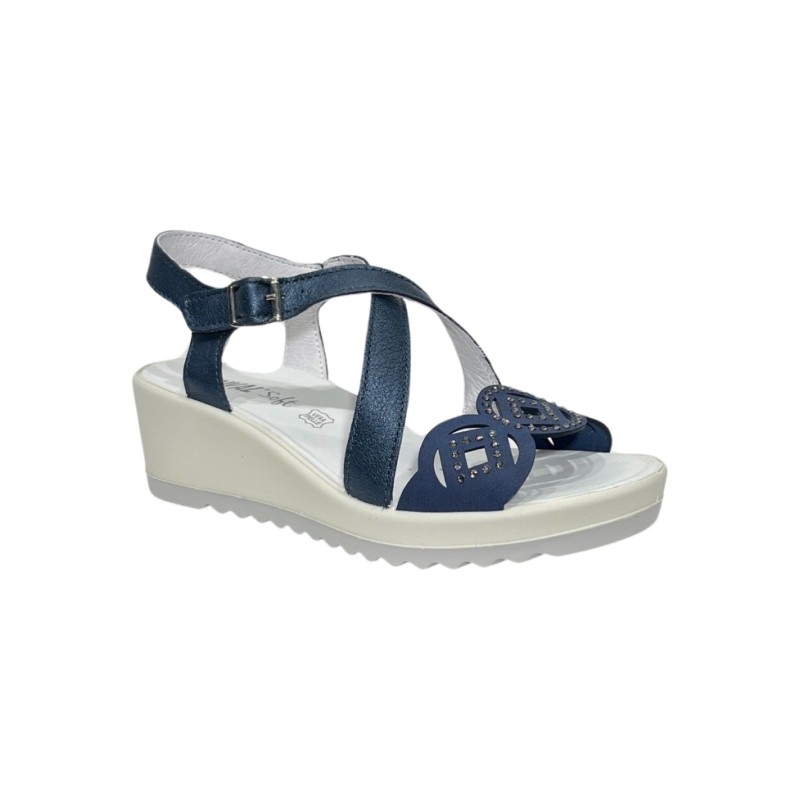 ENVAL SOFT 5781211 sandali donna con rialzo in pelle color jeans