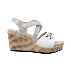Igi&Co 5673811 sandali donna in pelle bianco laminato argento