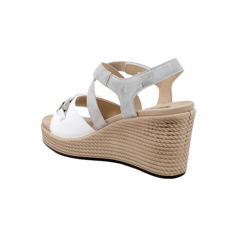 Igi&Co 5673811 sandali donna in pelle bianco laminato argento